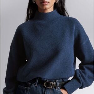 & Other Stories Navy Mock Neck Sweater